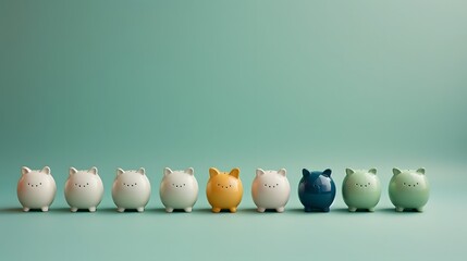 A collection of tiny colorful piggy banks representing different savings categories and financial goals designed to help organize and achieve personalized money management strategies