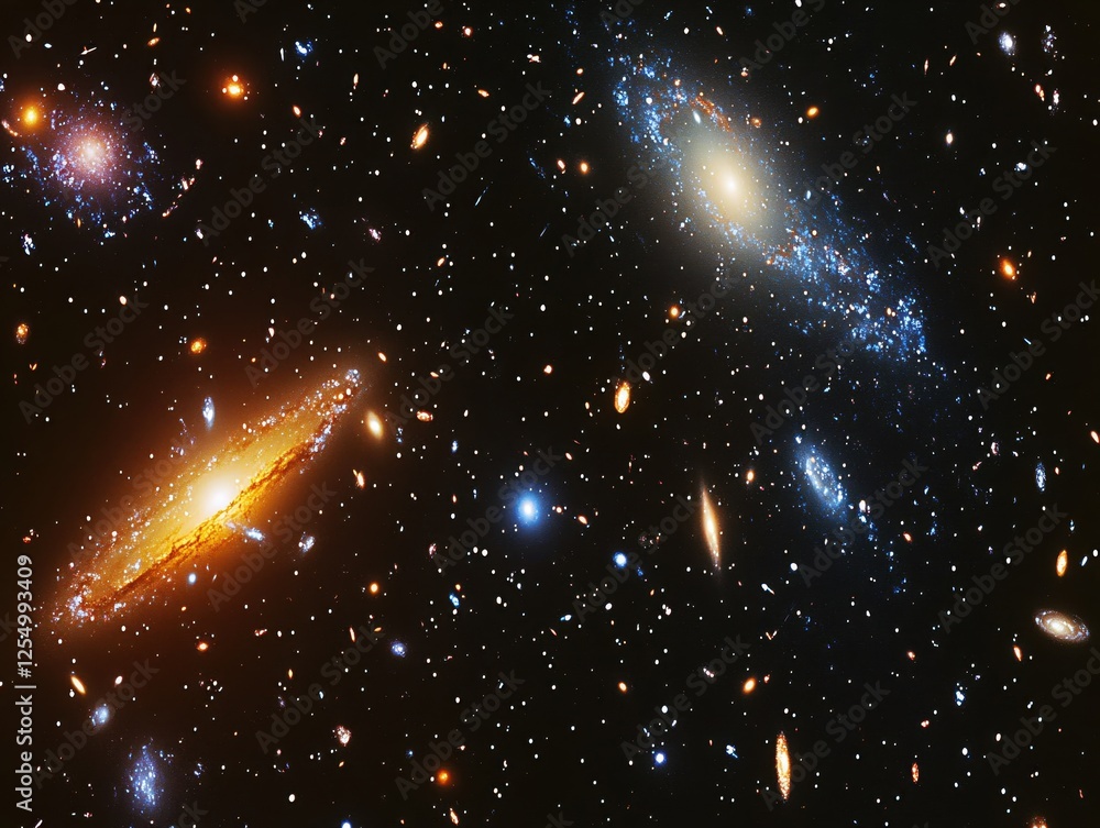 Poster cosmic tapestry of distant galaxies shimmering against the infinite canvas of deep space