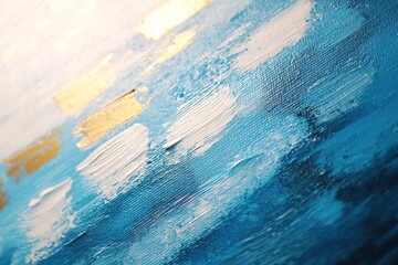 Serene Abstract Waves Ocean Shore Oil Painting Tranquil Environment Close-Up View Artistic Expression