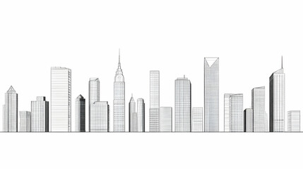 Fototapeta premium Cityscape Line Art Illustration