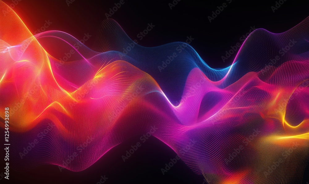 Poster colorful abstract wave patterns with vibrant hues and dynamic flow