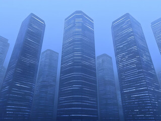 Obraz premium Cityscape Illustration: Modern Buildings in Blue