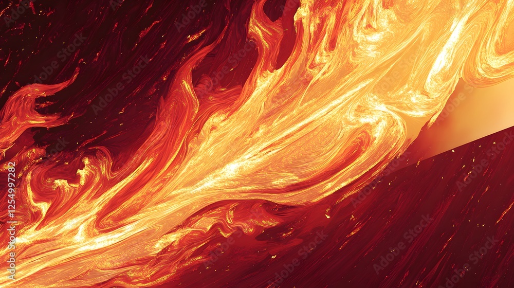 Poster fiery abstract design with swirling patterns of orange and red