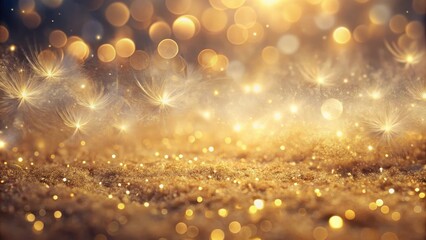 Golden Sparkle Fantasy Shimmering Dandelions and Glittering Lights on a Textured Golden Surface