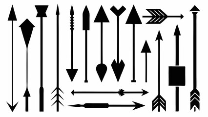 A collection of arrows in various shapes and sizes