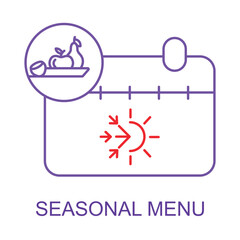 Vector icon for Seasonal Cuisine Options. Creative depiction of a food calendar for fresh seasonal ingredients.