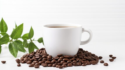 composition coffee mug white background