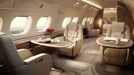 Fototapeta premium functionality private jet interior