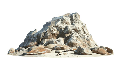 Stones, 3d rendering rocks set, mountains, vector illustration, shapes on transparent backgrounds png, landscape elements, cliffs, geology, game design, natural formations © aura studio