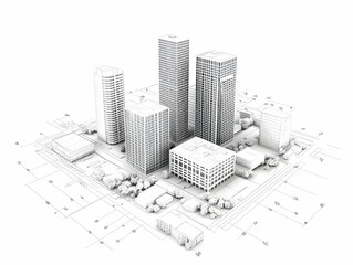 3D Wireframe Cityscape Illustration
