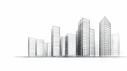 Obraz premium 3D Wireframe Cityscape Illustration