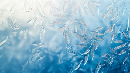 Obraz premium Frosted leaves creating a beautiful winter abstract background