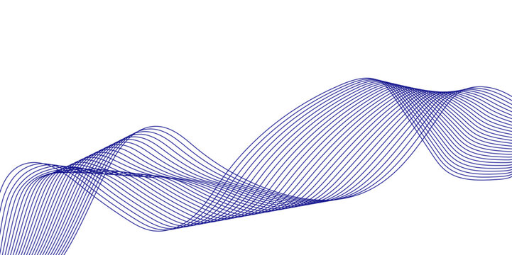 Abstract wavy lines flowing curve gradient color on transparent background. Vector background.
