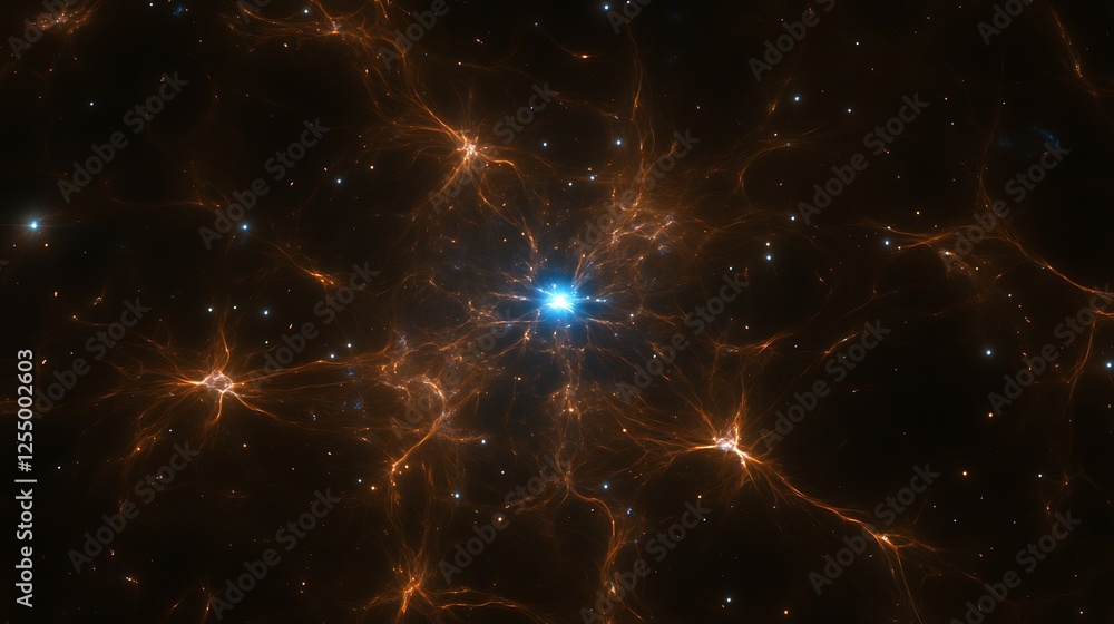 Poster glowing nebula networks and cosmic star formation in the depths of space and interstellar realms
