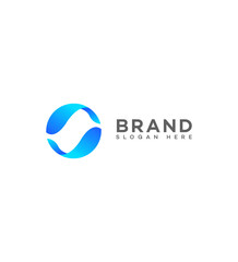 Abstract Blue Gradient Circular Brand Logo Design Template