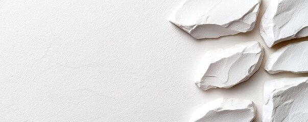 Fototapeta premium Abstract white leaf shapes on textured surface.