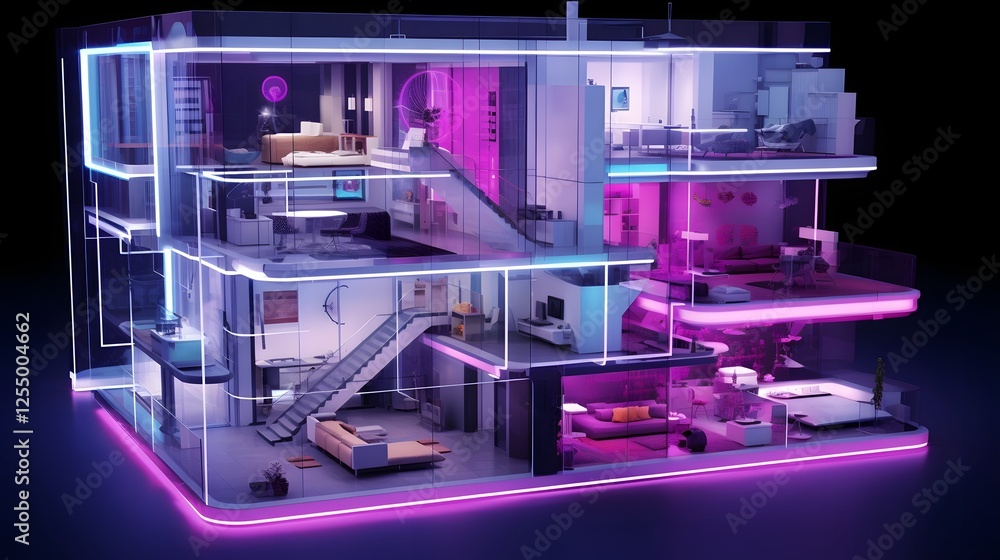 Aufkleber futuristic ai powered mobile home buying experience with innovative digital interface and immersive 