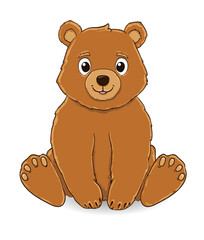 little bear sitting on white background. cartoon illustration