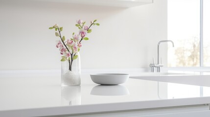 Fototapeta premium glossy kitchen counter white