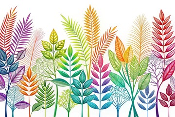 Fototapeta premium Double Exposure: Elegant Plant Silhouettes & Line Art Botanical Print