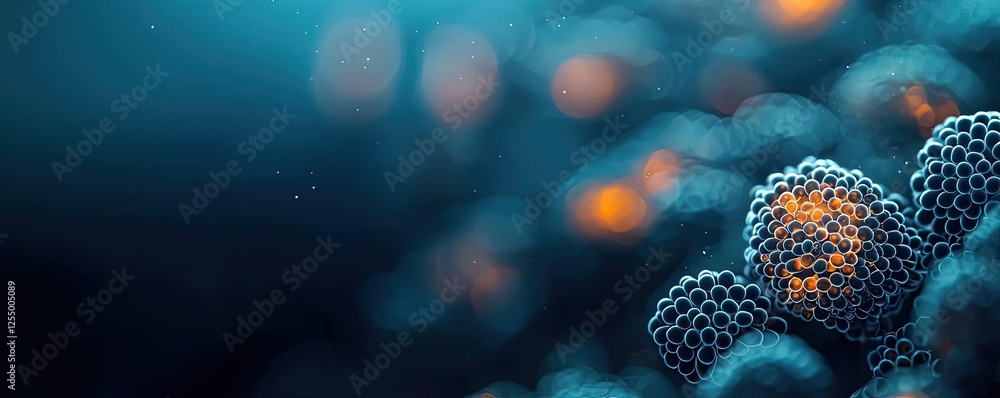 Aufkleber microscopic ocean life idea. close-up view of abstract microbial structures in vibrant colors.