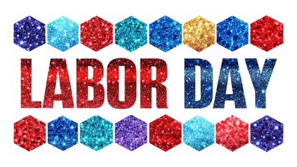 Fototapeta premium Vibrant Hexagonal Glitter Texture - Labor Day Background