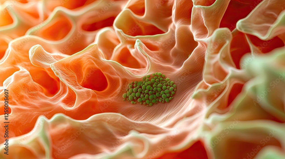 Poster microscopic ocean life idea. close-up view of a vibrant and intricate biological structure in vivid 