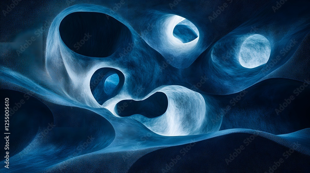 Poster abstract organic shapes create a layered undulating otherworldly structure