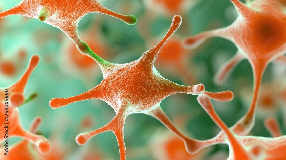 Poster microscopic ocean life idea. close-up view of colorful cells showcasing intricate structures and det