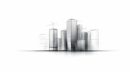 Fototapeta premium Urban Skyline 3D Wireframe Illustration