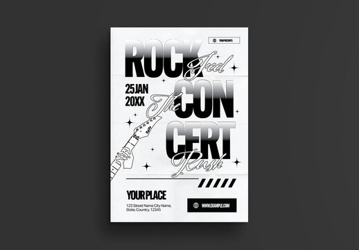 Black White Anti Design Rock Concert Flyer