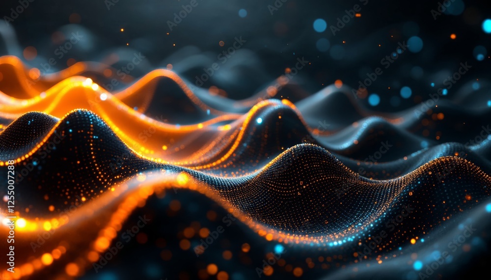 Poster abstract data waves, a dynamic display of information flow and connectivity