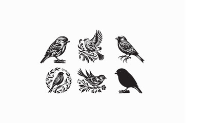 A Canary bird silhouette black and white image made by adobe illustrator. eps