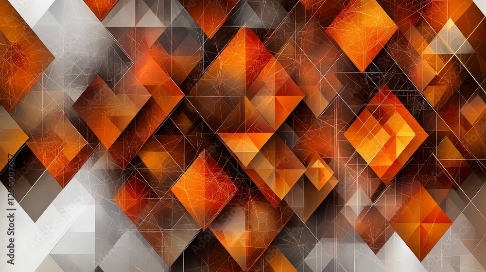 Poster dynamic layered triangles in warm orange and brown abstract art digital design modern aesthetics art