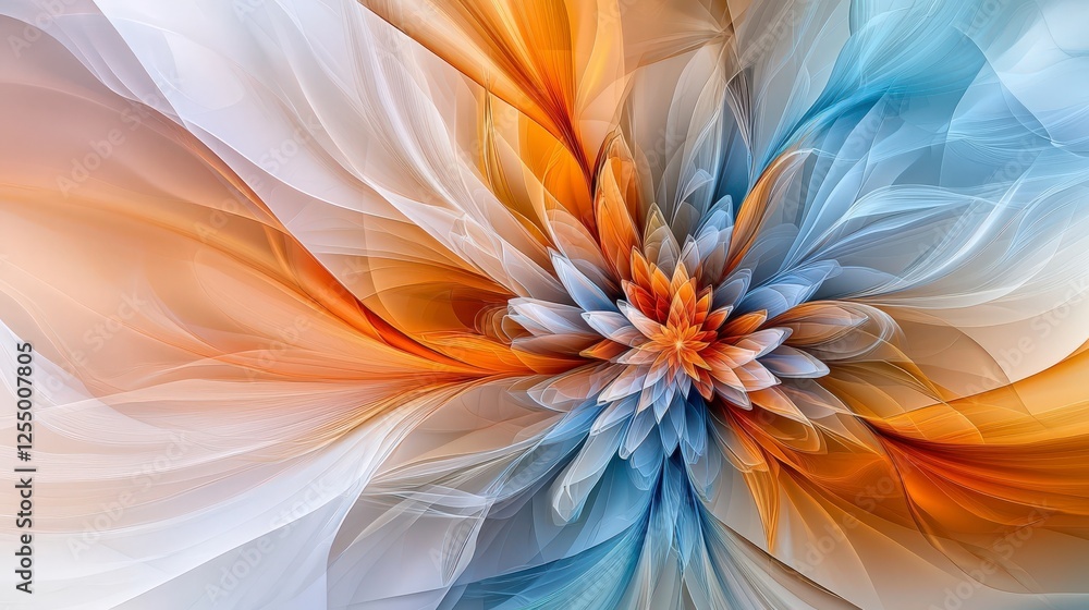 Poster dynamic flourish of lines in vibrant colors abstract artwork modern art gallery colorful environment