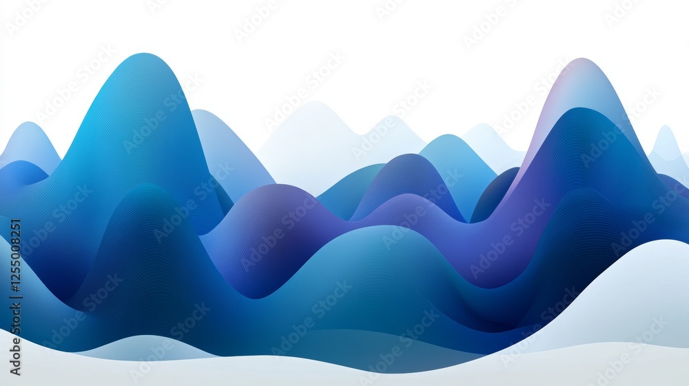 Poster flowing waves abstract background design, blue gradient with smooth and elegant shapes