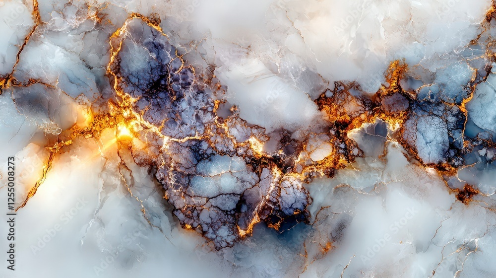 Aufkleber Art gallery display elegant marblelike pattern in soft whites and golds - a contemporary aerial view inspiration