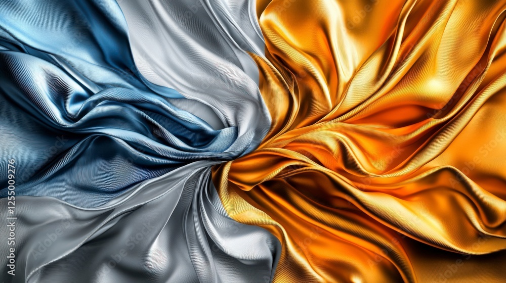 Poster intricate metallic patterns artistic display fabric textures creative studio close-up reflective she