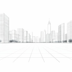 Fototapeta premium 3D Wireframe Cityscape Illustration