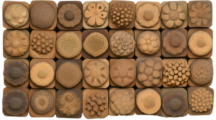 Terracotta Floral Relief Tile Art