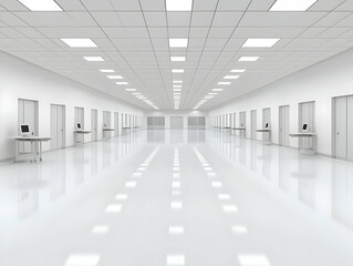 Clean White Corridor 3D Render