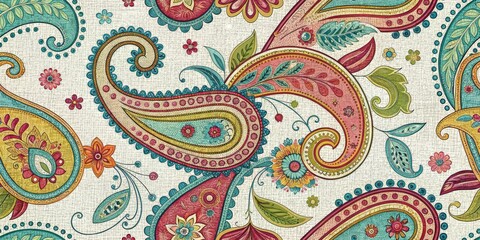 Macro Paisley Linen Texture: Layered Patterns, Detailed Close-up, Fabric Design,  High-Resolution Image