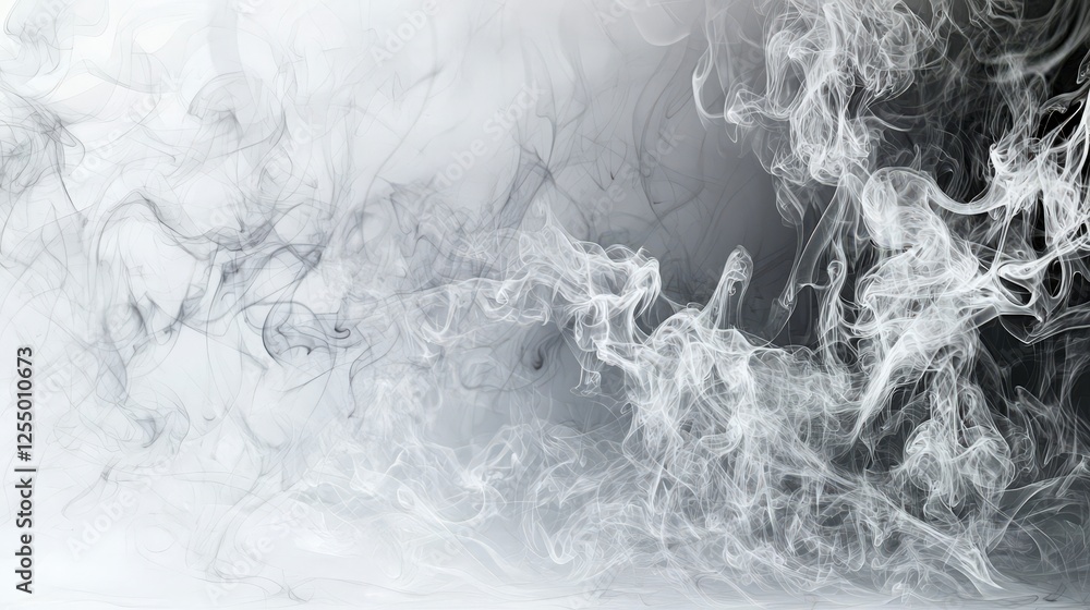 Poster Soft mist embracing calm in shades of white and gray abstract art digital medium serene atmosphere artistic perspective