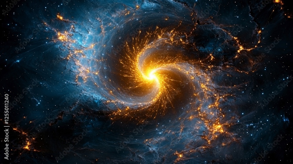 Poster spinning stars in the vastness of space cosmic wonders digital art universe celestial view galactic 