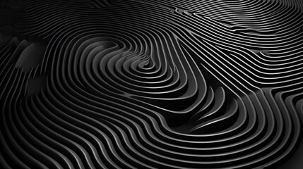 Abstract Dark Grey 3D Wavy Lines Swirling Circular Pattern Background Texture