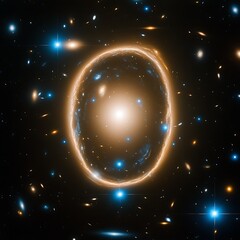 Gravitational Lens of Galaxy Cluster with Ring Around Central Core in the Cosmos Space Background