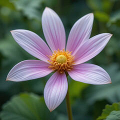 captivating close up highlights elegant petals of pink dahlia,radiating sense of serene beauty and natural grace in verdant garden