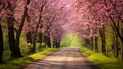 Naklejka premium trees spring roads