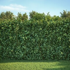 Obraz premium Lush green hedge, garden background, sunny day, landscaping