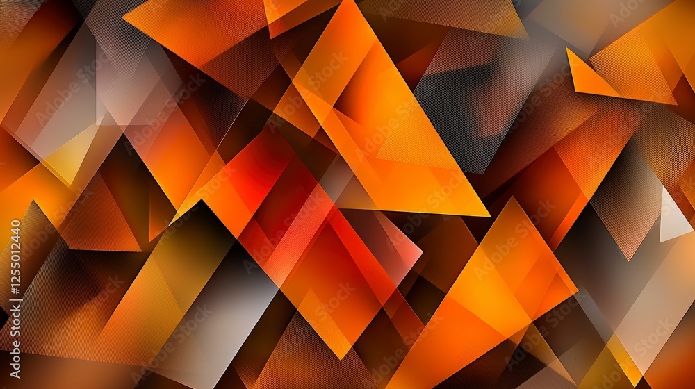 Poster dynamic orange and brown geometric triangles abstract digital art modern design creative space eye-c
